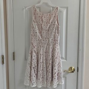 White dress with baby pink interior
